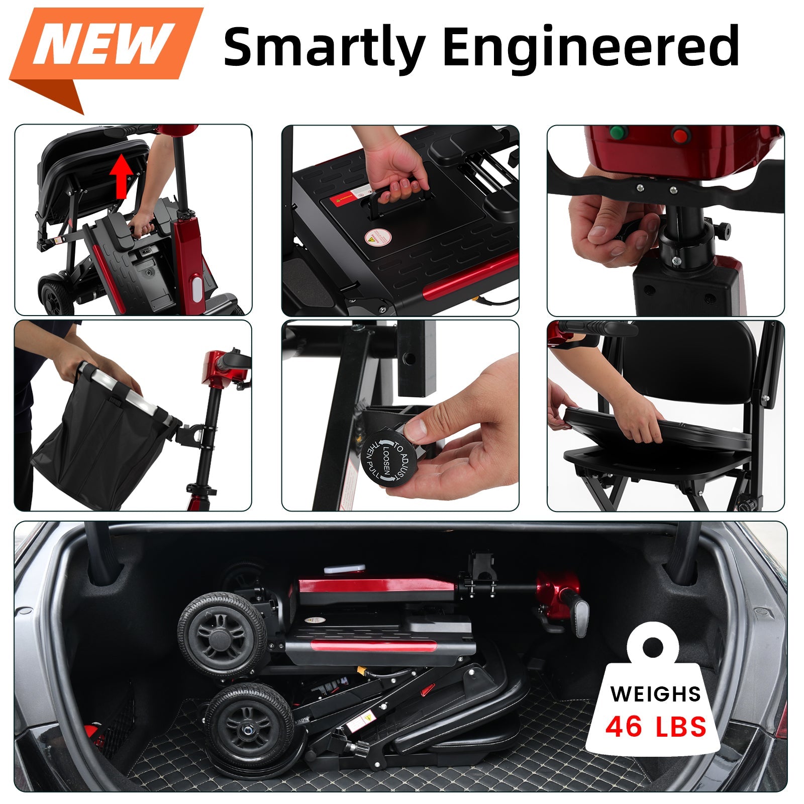 Mbxcooter MS20-F Lightweight Foldable Mobility Scooter | 46 lbs | 330 lbs Capacity