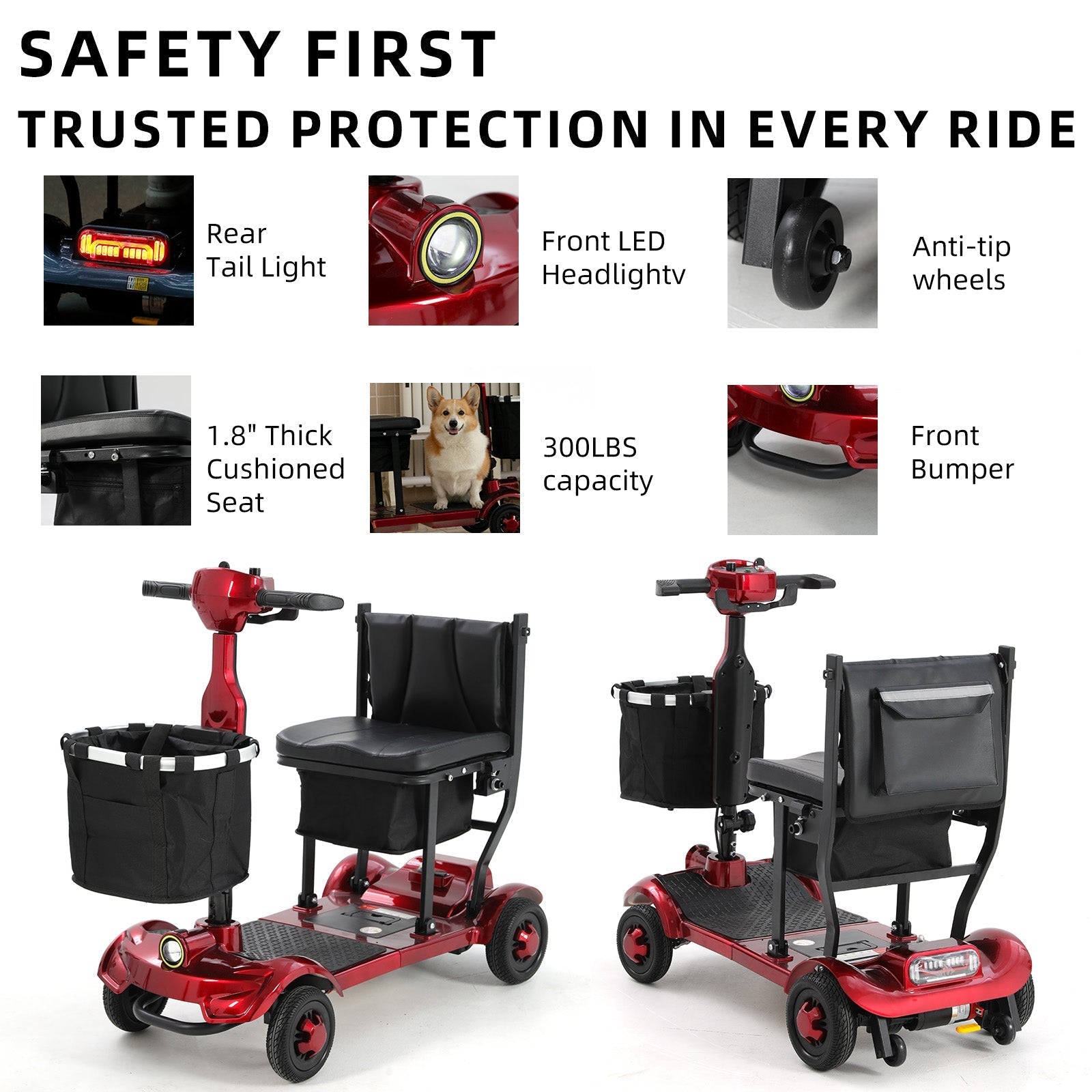 Mbxcooter M1F Lightweight Foldable Travel Scooter | Airline-Approved | 300 lbs Capacity