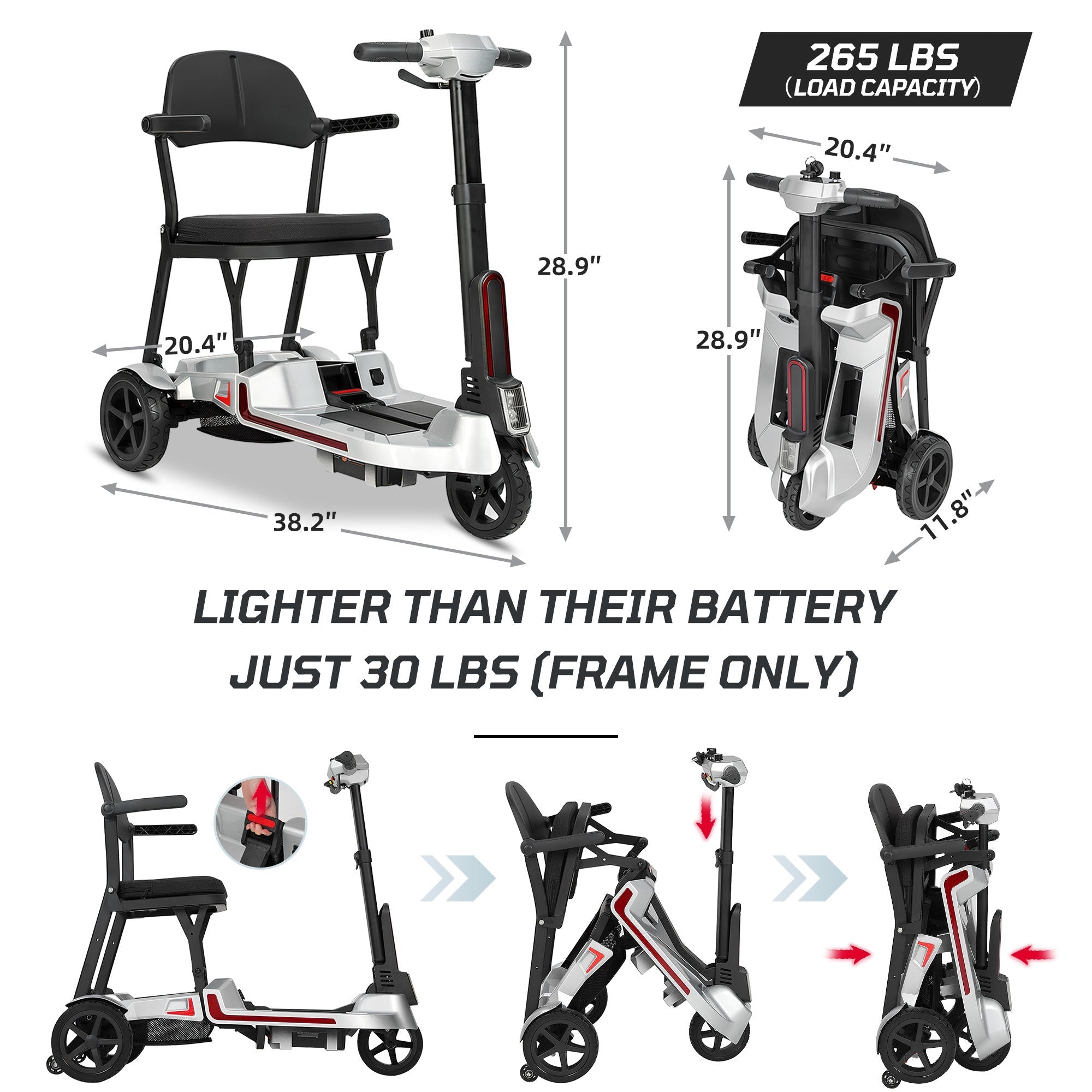 Mbxcooter M3F Ultra-Lightweight Foldable Scooter | 33" Turning Radius